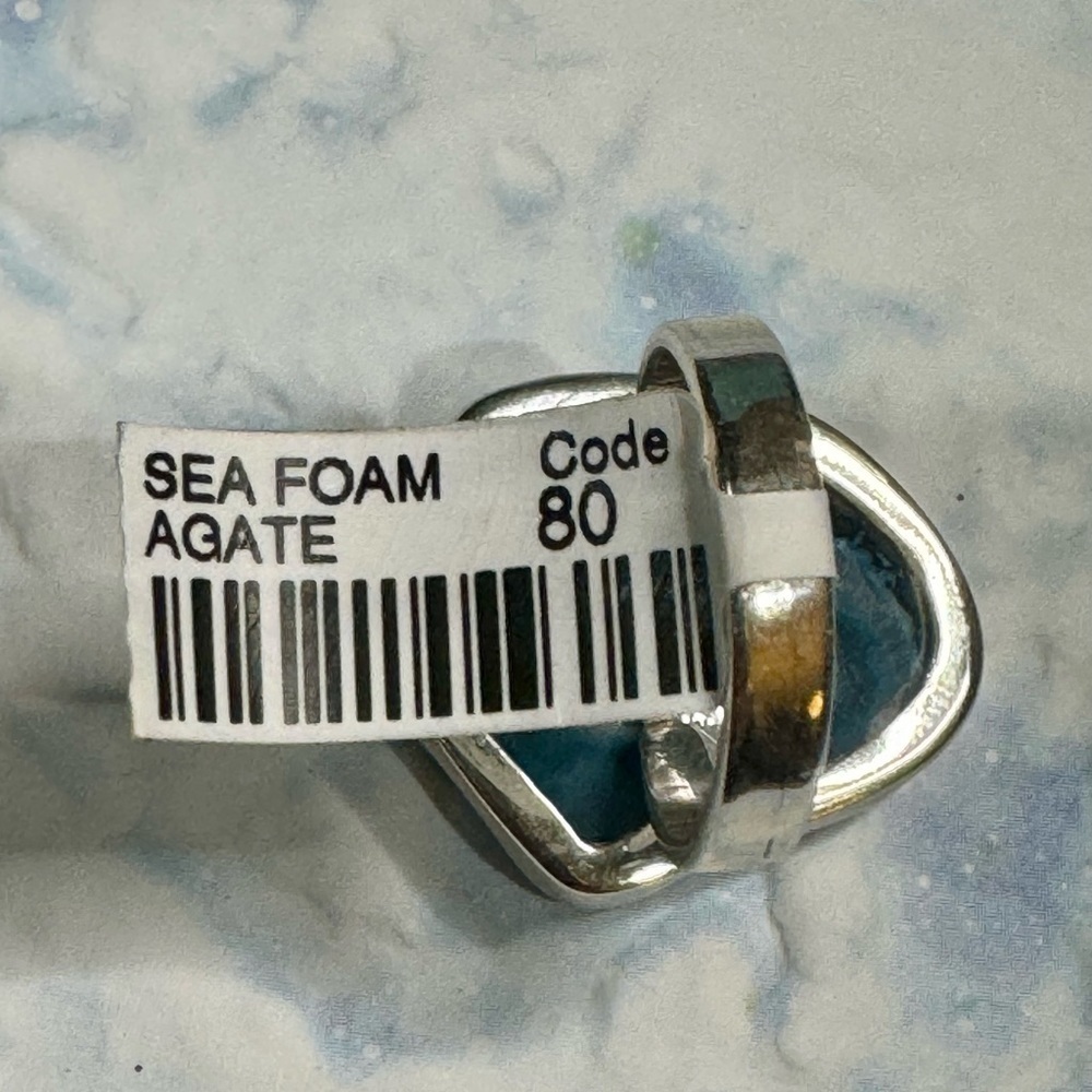 NWT Sea foam agate and topaz set in .925 Sterling silver - Picture 5 of 12